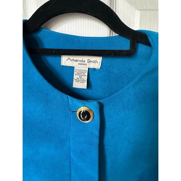 NWOT Amanda Smith Colbalt Blue Vintage Cropped Blazer Size 10 Retro 90s Style - Picture 4 of 8